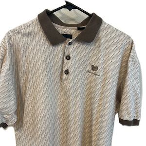 Axis LA Men Polo Golf Short Sleeve Shirt Tan Cream Kaui Lagoon Logo LARGE